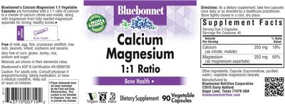 Calcium Magnesium 1:1 Ratio label