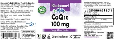 CoQ10 100 mg Capsules label