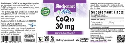CoQ10 30 mg label