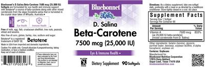 D. Salina Beta-Carotene 7500 mcg (25,000 IU) label