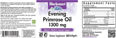 Evening Primrose Oil 1300 mg label