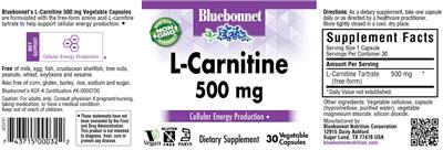 L-Carnitine 500 mg label