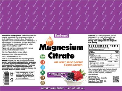 Liquid Magnesium Citrate Mixed Berry Flavor label