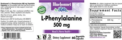 L-Phenylalanine 500 mg label