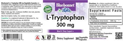 L-Tryptophan 500 mg label