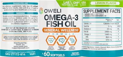 Omega-3 Fish Oil Lemon Flavor label