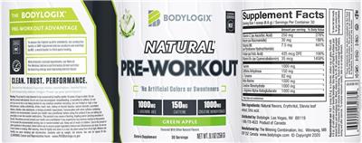Natural Pre-Workout Green Apple label