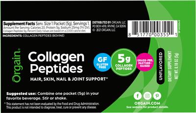 Collagen Peptides 5 g Unflavored label