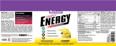 Simply Energy Lemon Flavor label