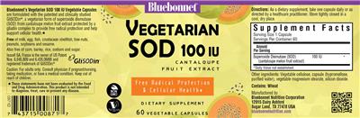 Vegetarian SOD 100 IU label