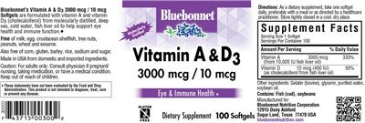 Vitamin A & D3 3000 mcg / 10 mcg label