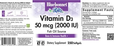 Vitamin D3 50 mcg (2000 IU) label
