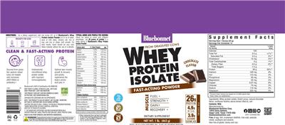 Whey Protein Isolate Powder Chocolate Flavor label