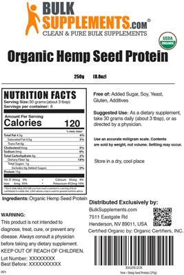 Organic Hemp Seed Protein label