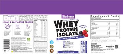 Whey Protein Isolate Powder Mixed Berry Flavor label
