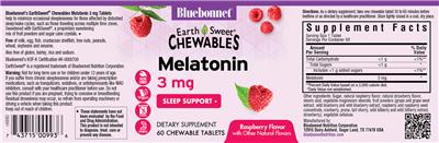 Melatonin 3 mg Raspberry Flavor label