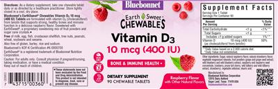 Vitamin D3 10 mcg (400 IU) Raspberry Flavor label