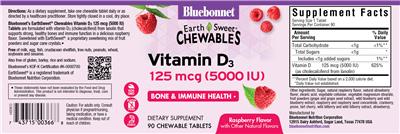 Vitamin D3 125 mcg (5000 IU) Raspberry Flavor label