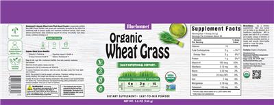 Organic Wheat Grass label