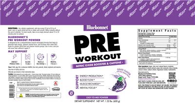 Pre Workout Grape Flavor label