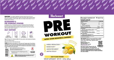 Pre Workout Lemon Flavor label