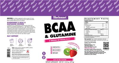 BCAA & Glutamine Strawberry Kiwi Flavor label