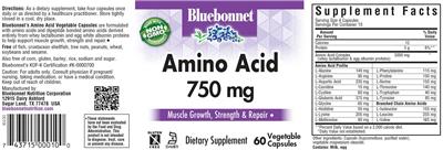 Amino Acid 750 mg label