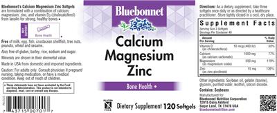 Calcium Magnesium Zinc Softgels label