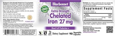 Extra-Strength Chelated Iron 27 mg label