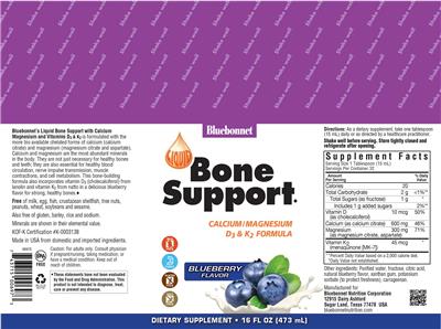 Liquid Bone Support Blueberry Flavor label