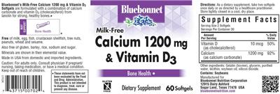 Milk-Free Calcium 1200 mg & Vitamin D3 label