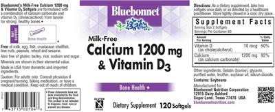 Milk-Free Calcium 1200 mg & Vitamin D3 label
