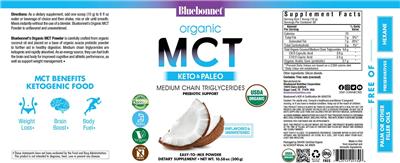 Organic MCT Powder Unflavored & Unsweetened label