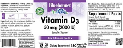 Vitamin D3 50 mcg (2000 IU) label