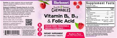 Vitamin B6, B12 & Folic Acid Raspberry Flavor label