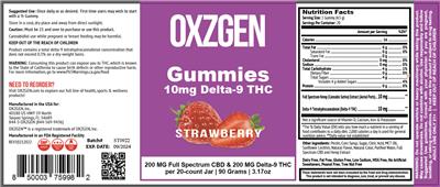 Delta-9 THC 200 mg Gummies Strawberry label