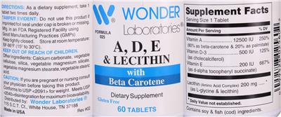 A, D, E & Lecithin with Beta Carotene label