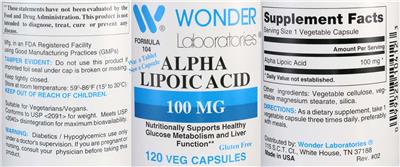 Alpha Lipoic Acid 100 mg label