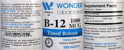 B-12 1000 mcg label