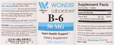 B-6 50 mg label