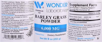 Barley Grass Powder 6,000 mg label