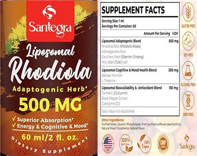 Liposomal Rhodiola 500 mg label