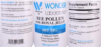 Bee Pollen with Royal Jelly 605 mg label