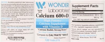 Calcium 600 + D label