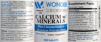Calcium w/ Minerals label