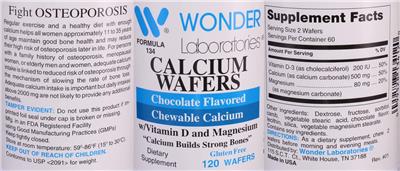 Calcium Wafers Chocolate Flavored label