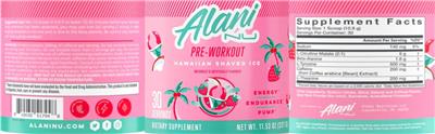 Pre-Workout Hawaiian Shaved Ice label