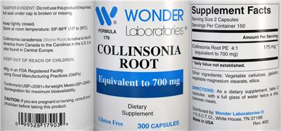 Collinsonia Root label