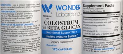 Colostrum w/ Beta Glucan label