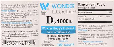D3 1000 IU label